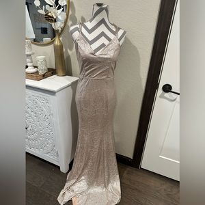 Windsor Long Metallic Sequin dress mermaid dress in Blush Pink